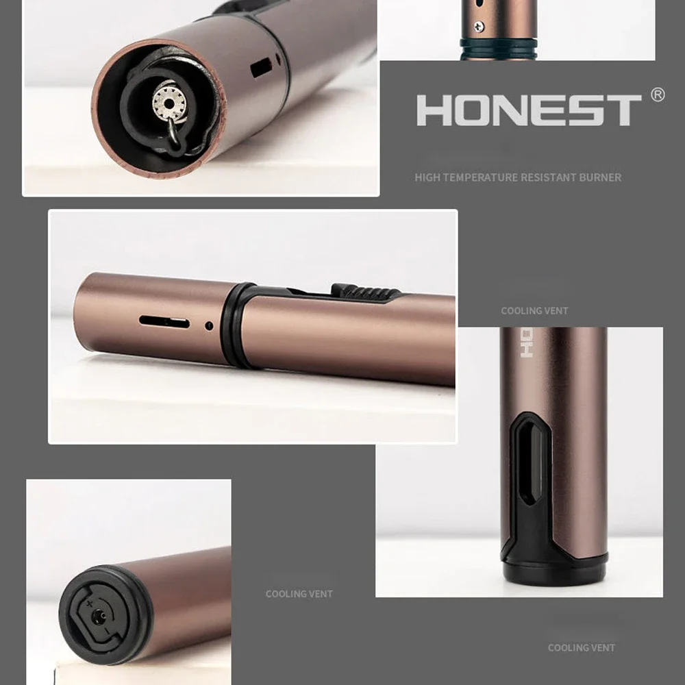 HONEST Cigar Lighter  Jet Flame Portable Butane Torch Lighter with Punch Mini Plastic Cigarette Lighter for Gift Box