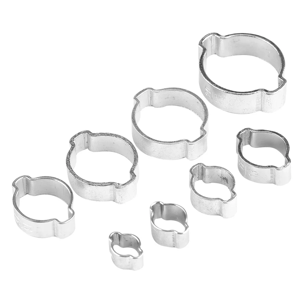 Zinc Plated Iron Galvanized Two Ear Hose Clamp 5‑23mm for Fule Petrol Pipe Tube Hose Clamp Hose Clip Pipe Clip Tube Clip