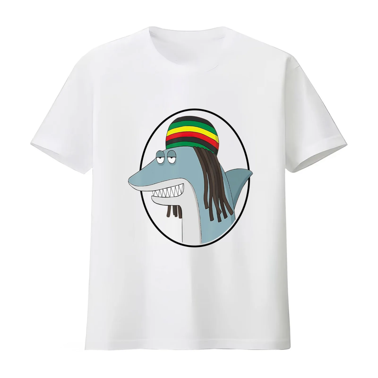 Reggae Shark Ocean Animal Reggae Shark T-Shirt Summer Casual Cotton Tee Oversized Streetwear Tops Vintage Graphic Print