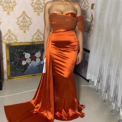 Africa Orange Mermaid Bridesmaid Dresses Sweet Heart Corset Silk Women Wedding Guest Party Gowns Maid of Honor Dress Customized