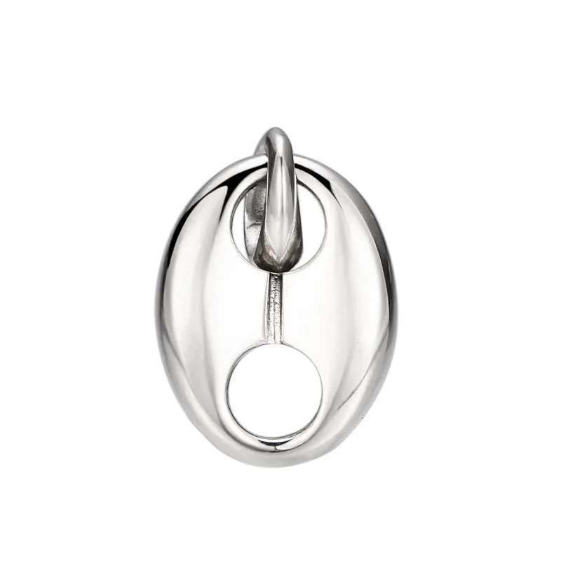 

925 Sterling Silver Pig Nose Charm - Vintage Oxidized Thai Silver Minimalist Unisex Necklace