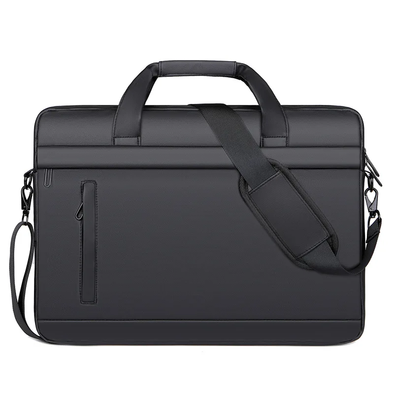 Men's Thin Briefcases For Men Handbags Waterproof Large Capacity Briefcase Shoulder Strap Laptop 15.6 Inch Black CrossbodyBag