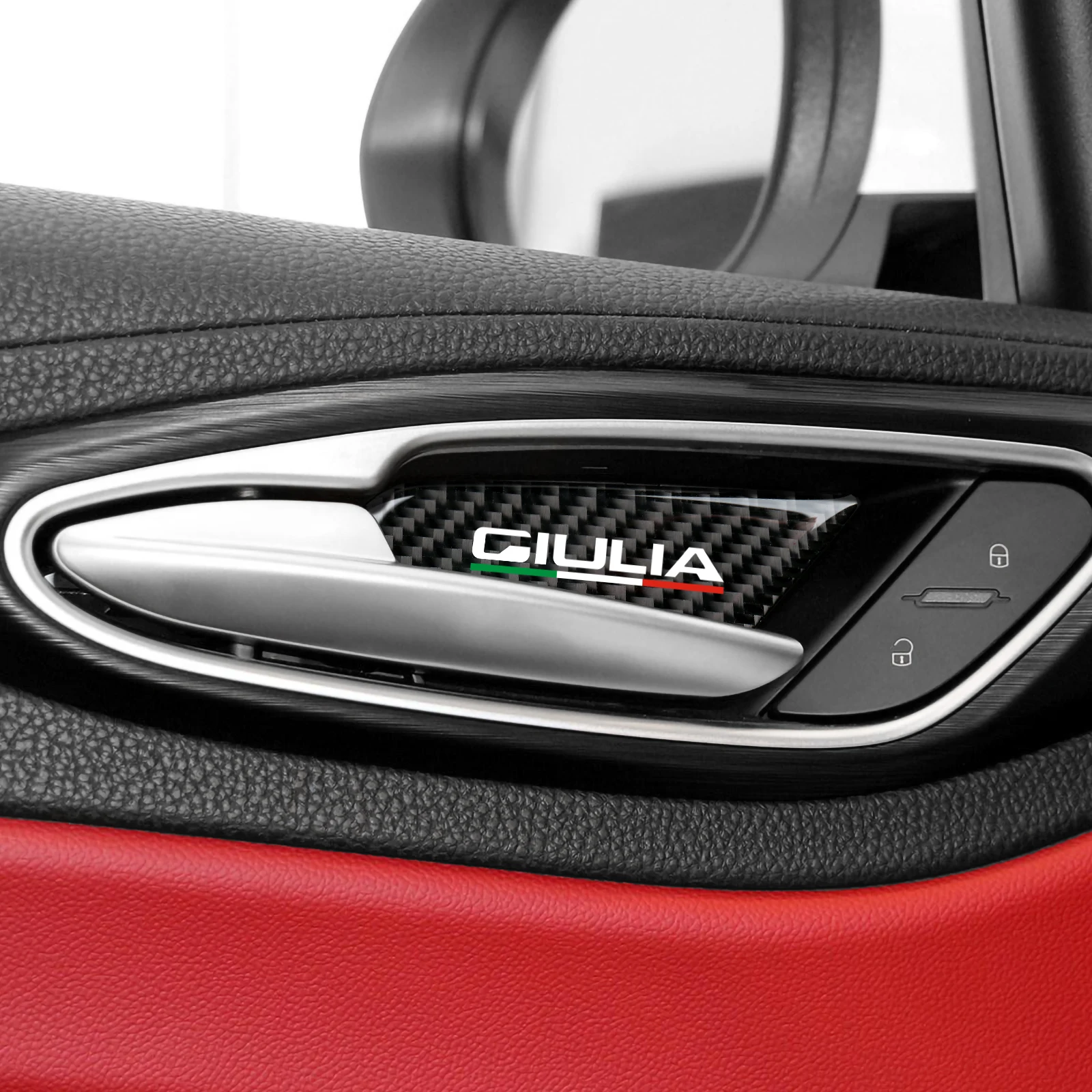 Für Alfa Romeo Giulia 952 2016–2027, Innentürschüssel-Schutzplatte, Innenaufkleber aus Kohlefaser, Zubehör für Autotürverkleidungen. – Detail 6