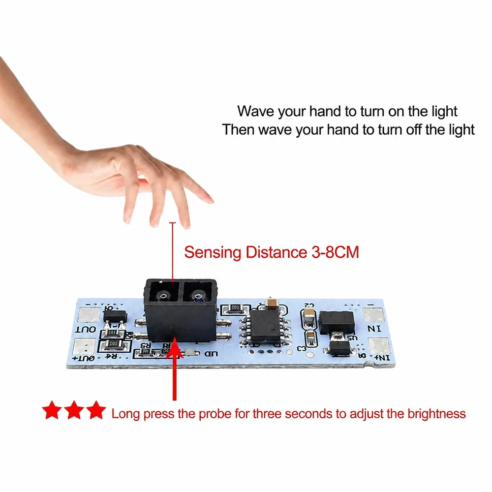Capacitive Touch Sensor Switch LED Dimming Control Lamps DC 5V 24V Sweep Dimmer Hand Sweep Switch Module For Smart Home Lamps view 5