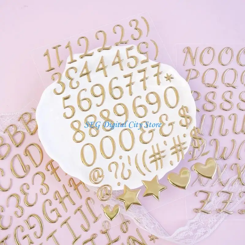 U75B 3 Sheets Multicolour Letters Glittering Sticker for Scrapbooking Decors Letter Sticker Selves Adhesive Alphabets Sticker