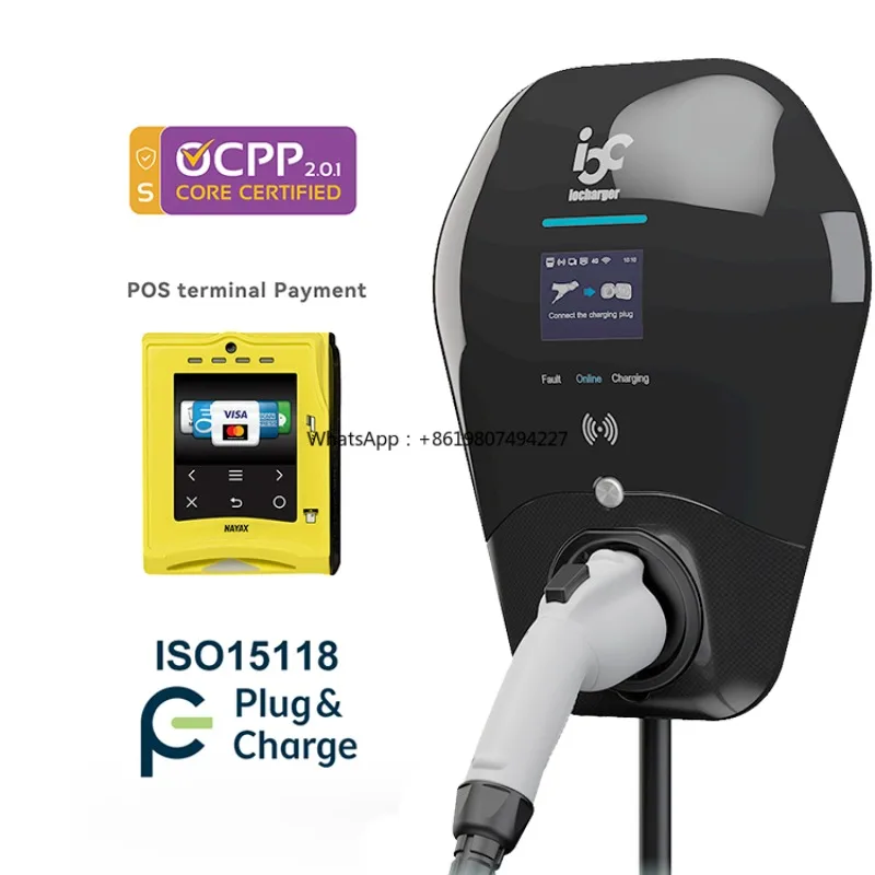 Mode 3 Wall-mounted OCPP 2.0.1 ISO15118 Plug and Charge Fast EV Charging Station 7kW 9.6kW 11kW Type 1Level 2 Wallbox EV Charger