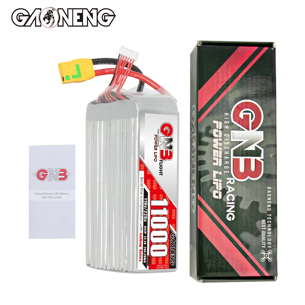 

GAONENG GNB 11AH 11000MAH 6S 22.2V 110C 220C XT90 RC LiPo Battery Helicopters Large Scale Airplane Drone