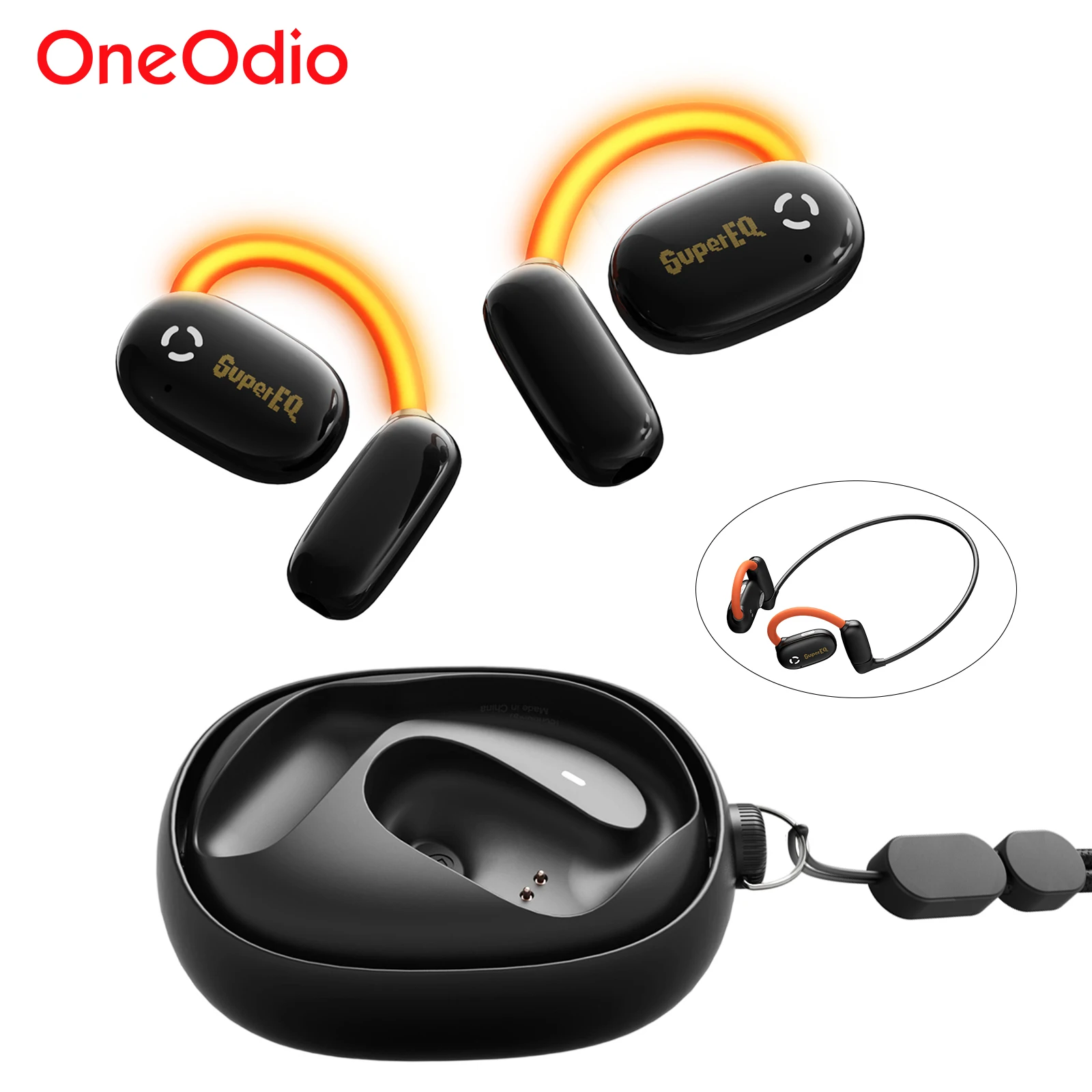 

Oneodio SuperEQ D72 Open-Ear Earphones Wireless Bluetooth 5.4 Neckband Headphones IPX4 Air Conduction Sports Earbuds APP Control