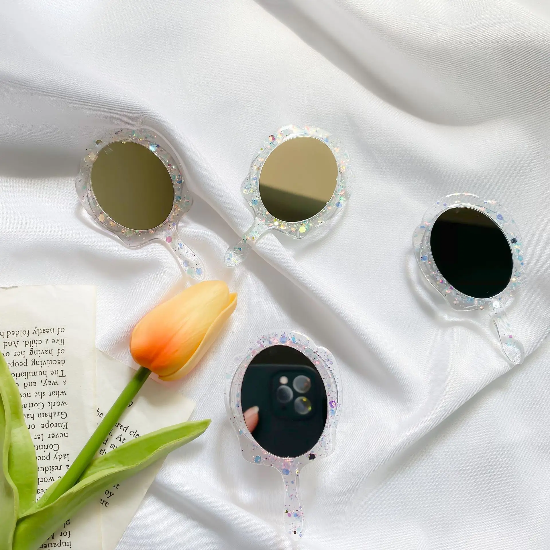 Креативная веерообразная минималистичная подставка для телефона, персонализированное зеркало для макияжа Goddess Art, портативное настольное крутая подушка безопасности, ручка для телефона