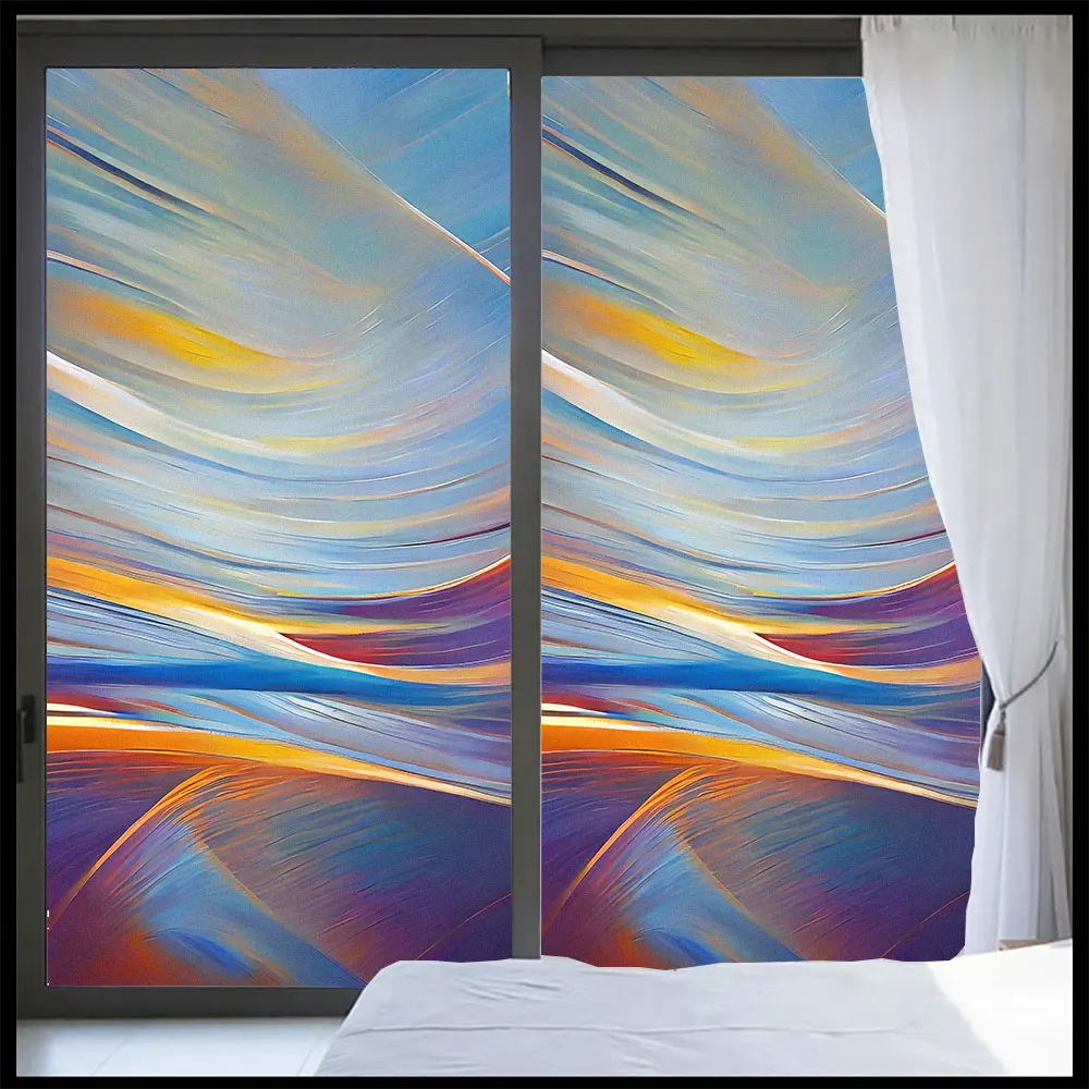 

Privacy Window Film Decoration Abstract Pattern Glass Window Stickers Glue-Free Static Adhesive Glass Film Window Tint