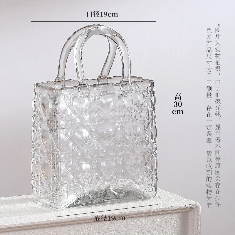 European bag vase high-end ornament handbag vase glass high-end decorative vase