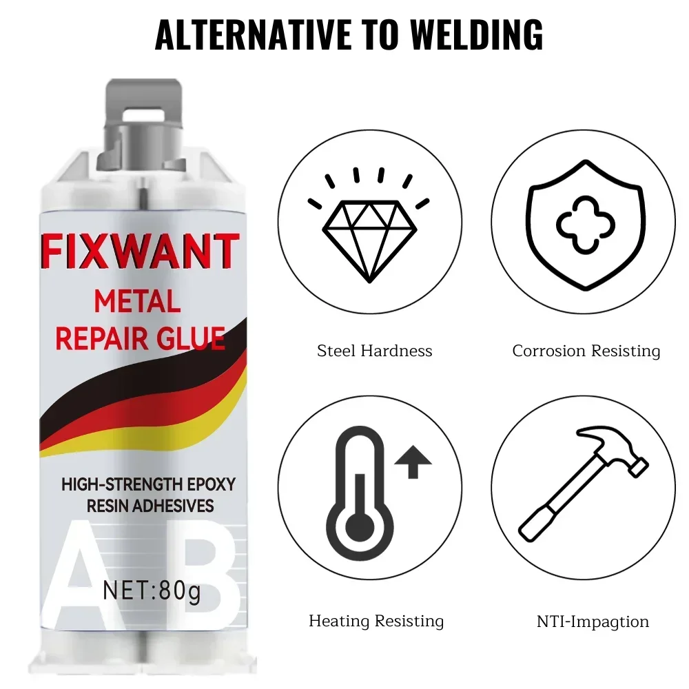 40g / 80g FIXWANT Metal Repair Glue with Putter Casting High Strength Bonding Sealant Weld Seam Agent Casting AB Adhesive