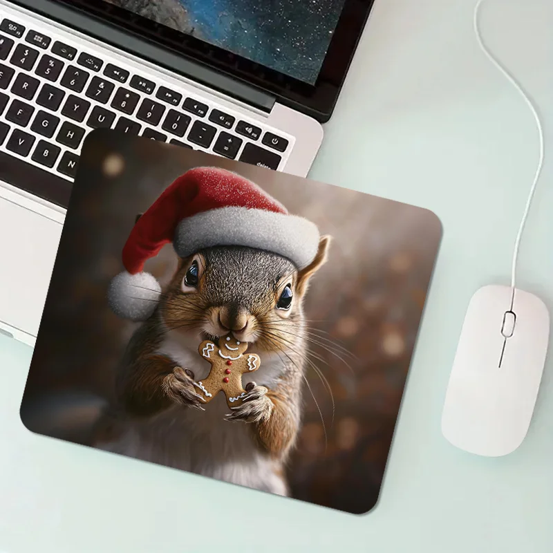 

The anti-slip rubber base of the Christmas squirrel mouse pad computer office accessory is an ideal choice for home office