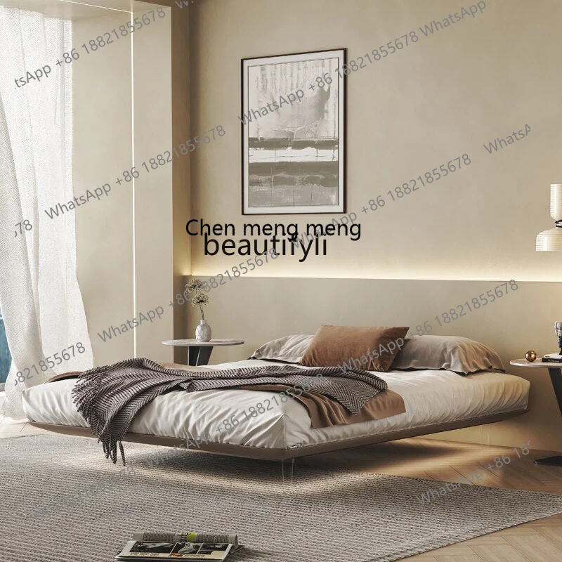 Furniture Creative Suspension Bed Small Apartment Nordic Simple Master Bedroom Fabric Bed Light Luxury Silent Style Double Bed