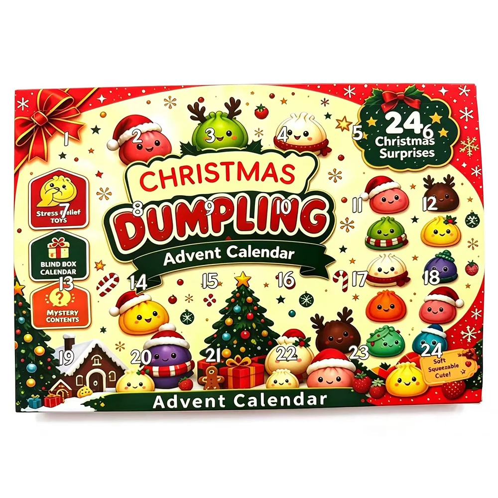 2026 NeeDoh Advent Calendar 24Pcs 3D PVC Fidget Doll Christmas Countdown Calendar Surprise New Year Gift