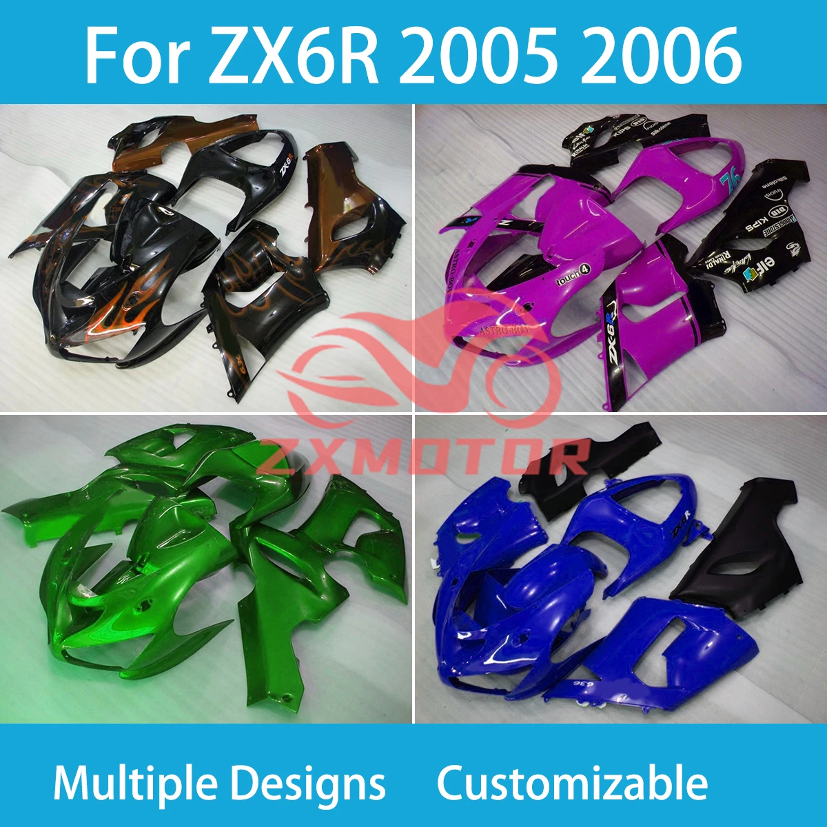 

ZX6R 2005 2006 ZXMT Fairings for Kawasaki Ninja 636 ZX 6R 05 06 Motorcycle Bodywork Plastic Body Kit Fairing