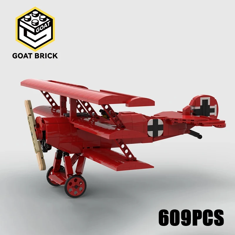 

Moc Building Blocks DR.1 Red Baron plane Technology Modular Bricks Model Gifts Christmas Toys DIY Sets Assembly