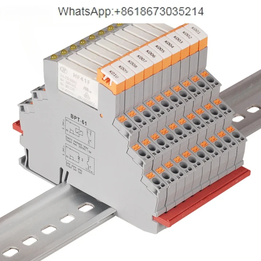 BPT-61 HF41F 24-ZS 10pcs Auto Plug-in Spring Din Rail Relay 24V In 6A 250VAC/30VDC Out Electronic Voltage Relay Module & Board