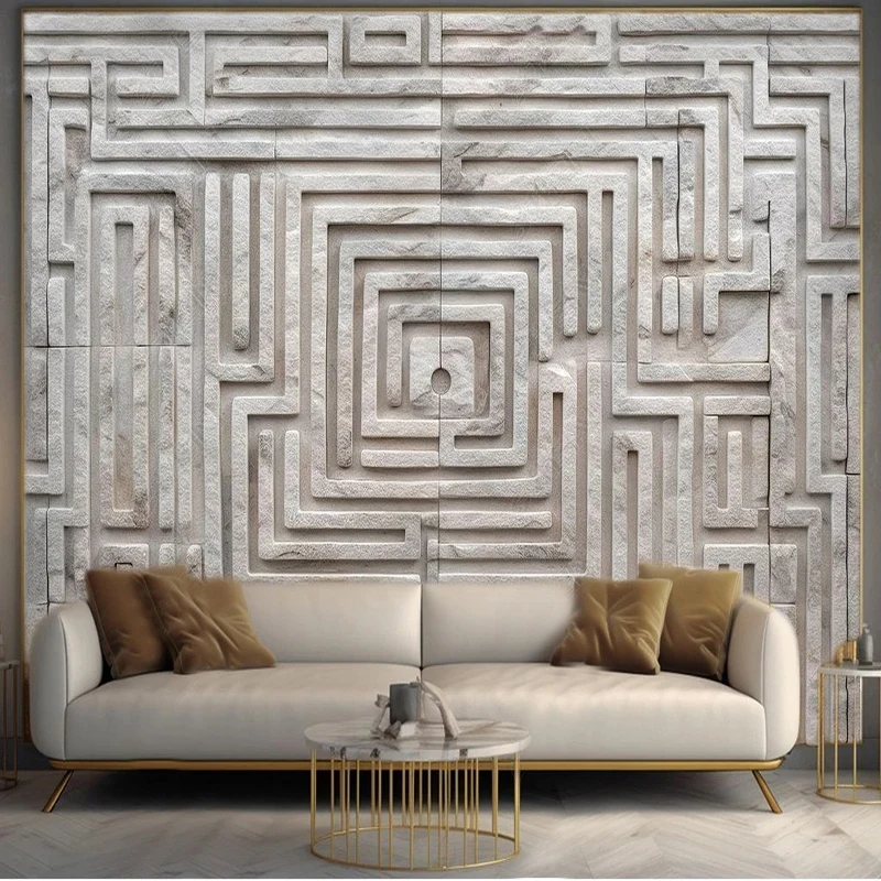 Custom Any Size 3D Modern Stone Relief Pattern TV Background Wall Mural Wallpaper For Bedroom Papel De Parede Home Décor Tapety