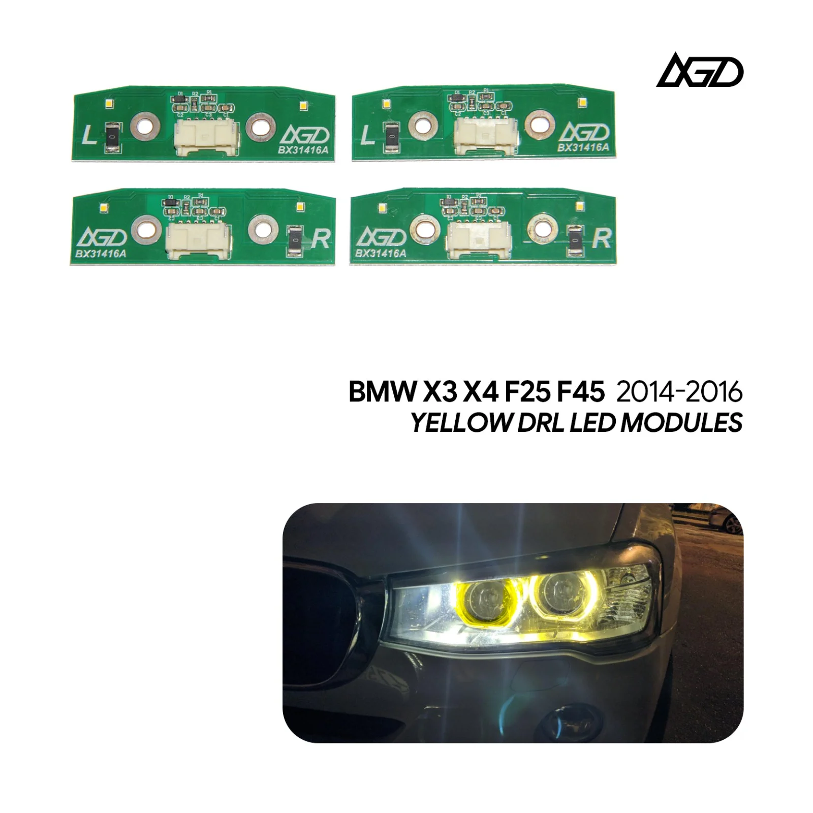 

Yellow Angel Eye DRL board For BMW F25 X3 F26 X4 F25 2 Series Active Tourer F45 2014-2016 1308310415 4PCS