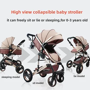 Wisesonle-Baby Card with adjustable handle, high vision, travel system, 3 in 1, 4 wheels, free delivery 6 Main Sales Baby Car with Baby Comfort - №5