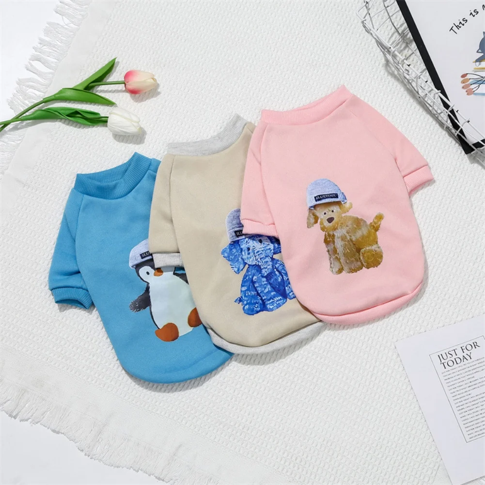 Winter Warm Pet Dog Clothes Cute Animal Print Thicken Dogs Pullover For Small Medium Dogs Sweatshirt French Bulldog Pug Outfits