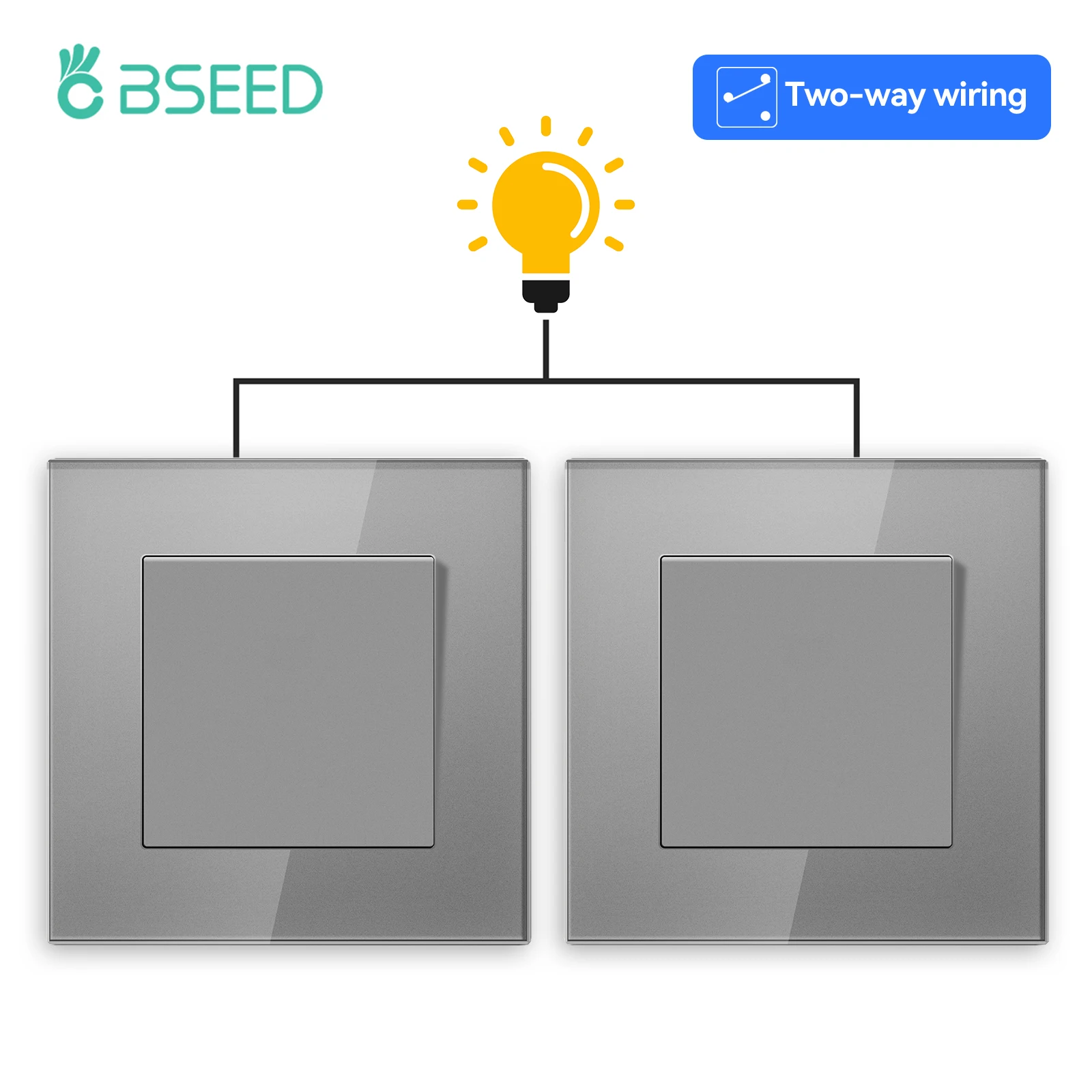 BSEED E-Serie 1Gang/2Gang 2Way Mechanische Knop Lichtschakelaar Glazen Frame Wandlamp schakelaar Aan Uit Voor Trappen Hal Gang