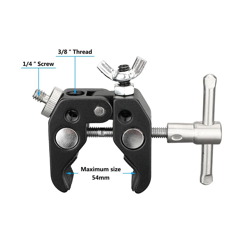 Hdrig ที่หนีบซูเปอร์ปูสากลพร้อมอะแดปเตอร์สกรูขนาด1/4นิ้วตัวยึดแบบหมุนด้วยมือน็อตสกรูผีเสื้อสำหรับ DSLR มา