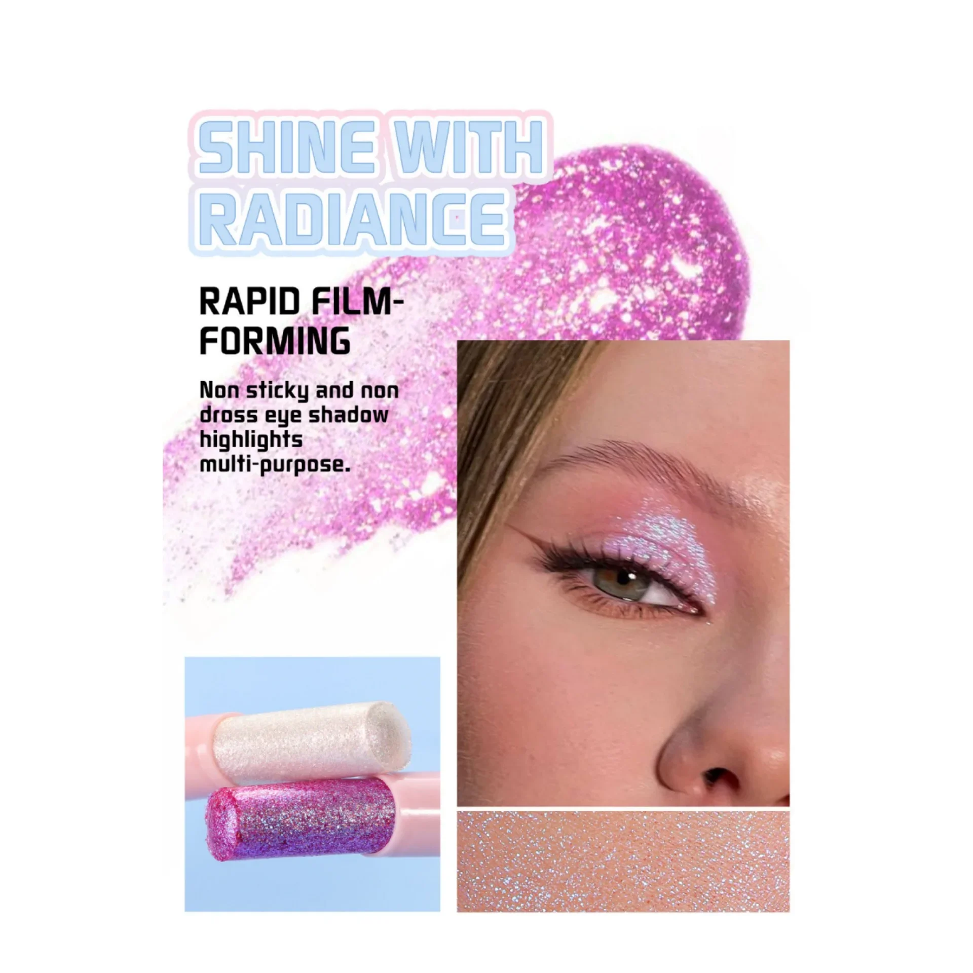 HANDAIYAN Eyeshadow Stick Jelly Eyeshadow Highlight Stick Pearly Brighten Long Lasting Glitter Multi-Functional Eye Contouring