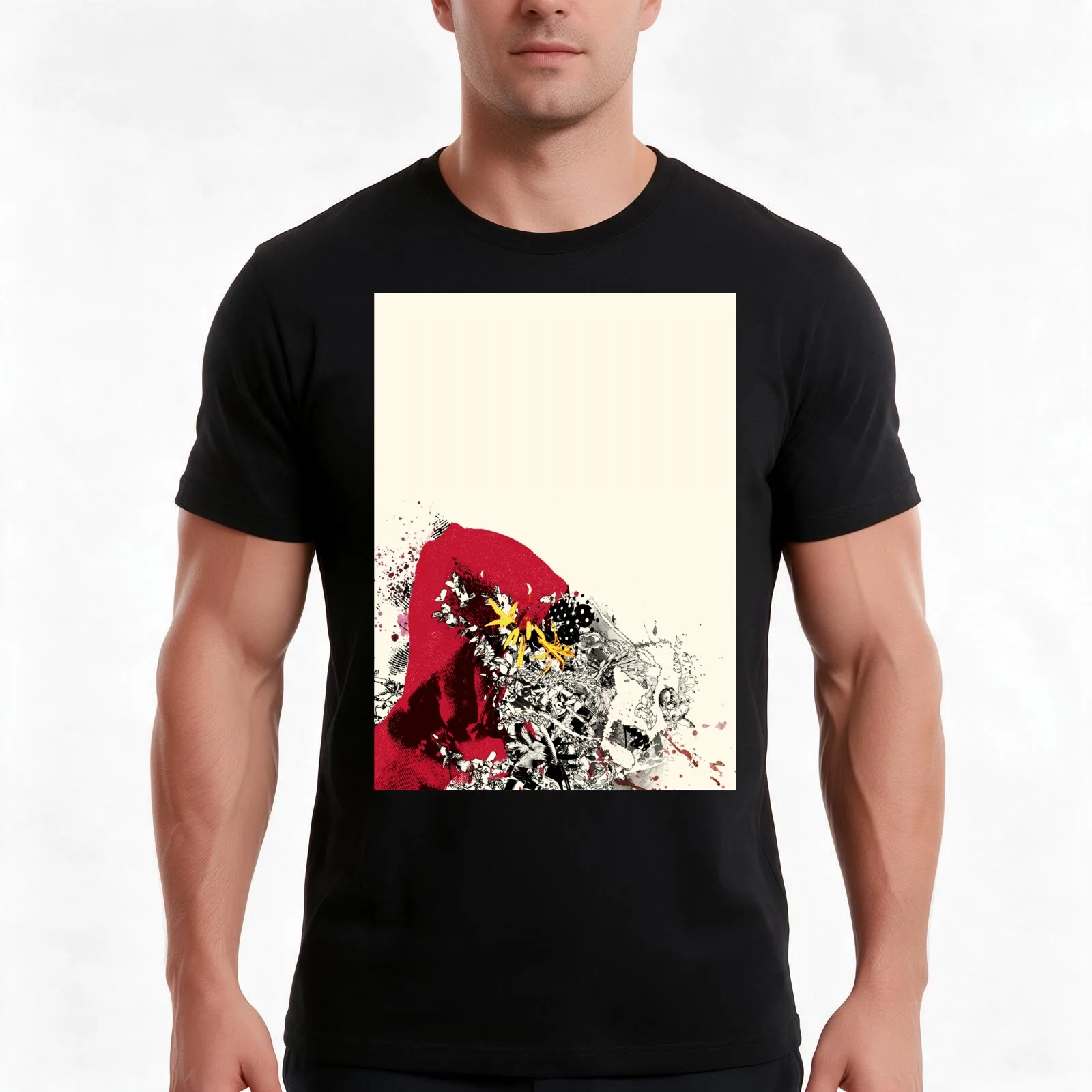 Masquerade Mask T-Shirt, Summer Casual Cotton Tee, Oversized Streetwear Tops, Vintage Graphic Print, Loose Fit Short Sleeve