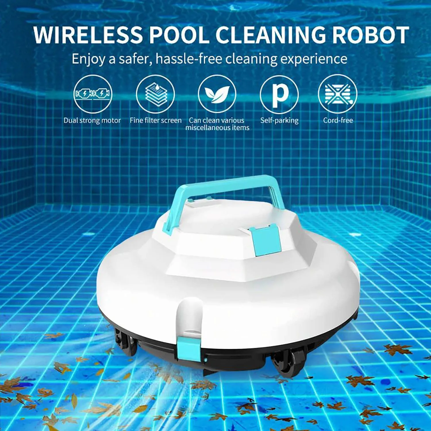 Cordless Pool Automatic Cleaner Cleanning Robot Swimming Pool Vacuum Cleaner Cleaning Machine for In Ground Flat Pools Accessory