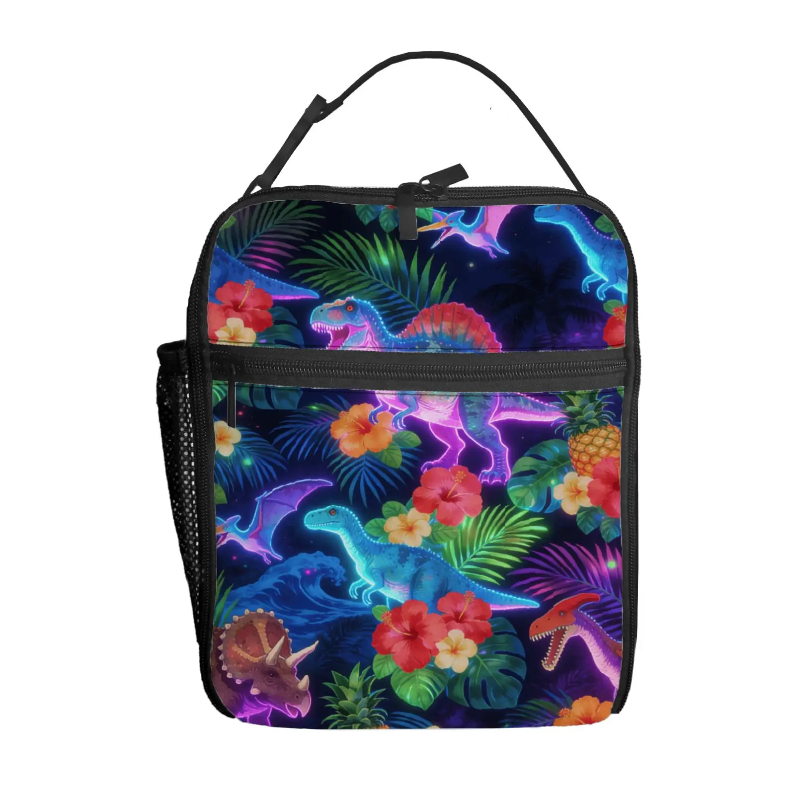 

1pc Neon-style dinosaur print Lunch Bag Handbag High-Quality Cute Casual Party Picnic School Gift for Daily Use