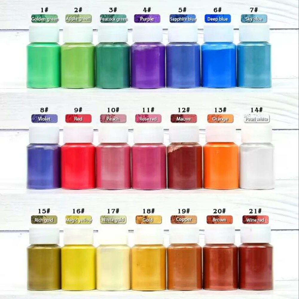 54Color Epoxy Resin Pigment Mica Powder Dye Pearl Pigment Natural Mica Mineral Powder for Nail Polish,Eye Shadow,Soap Making*10g