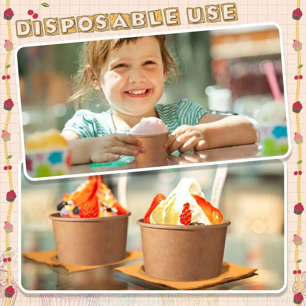 أكواب آيس كريم من ورق الكرافت سعة 5 أونصة - 400 عبوة من أكواب الحفلات للاستعمال مرة واحدة للحلويات والحلويات والاحتفالات #3