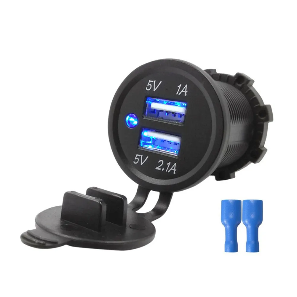

1Pcs Car Charger High Quality Waterproof Dustproof Motorcycle Scooter Refitted Vehicle Fast Dual Port Phone Charger