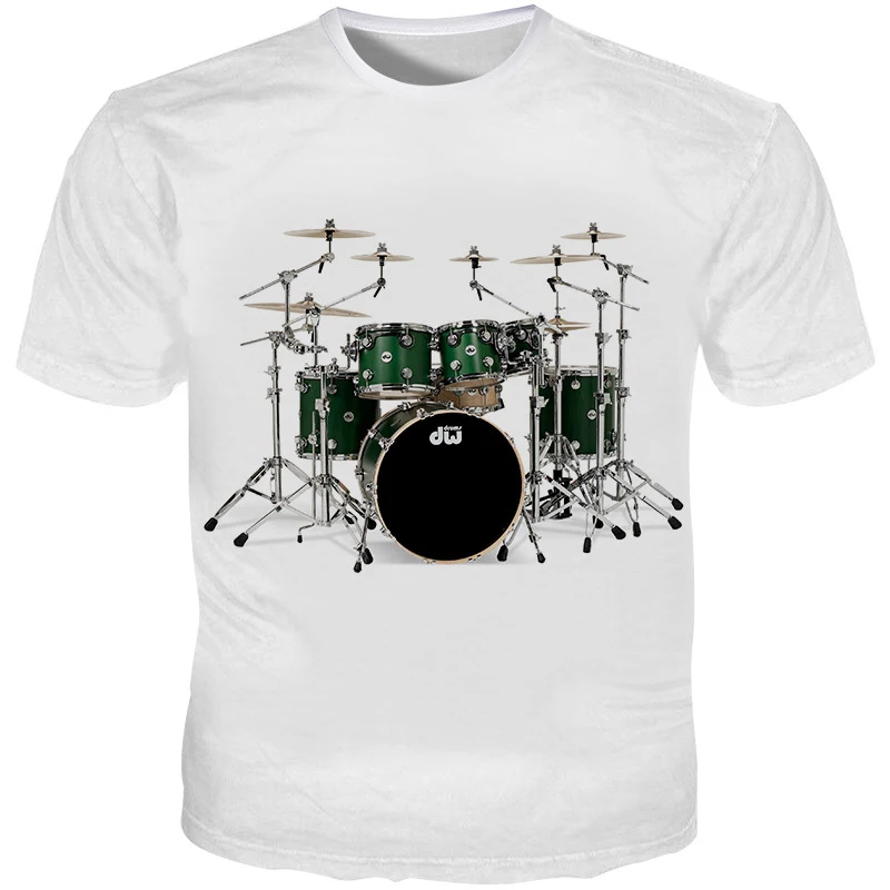 Summer Cool Street Men 3d Printed T-Shirt Rack Drum Retro Style Art Design Loose O Neck Short Sleeve Casual Large Size Top