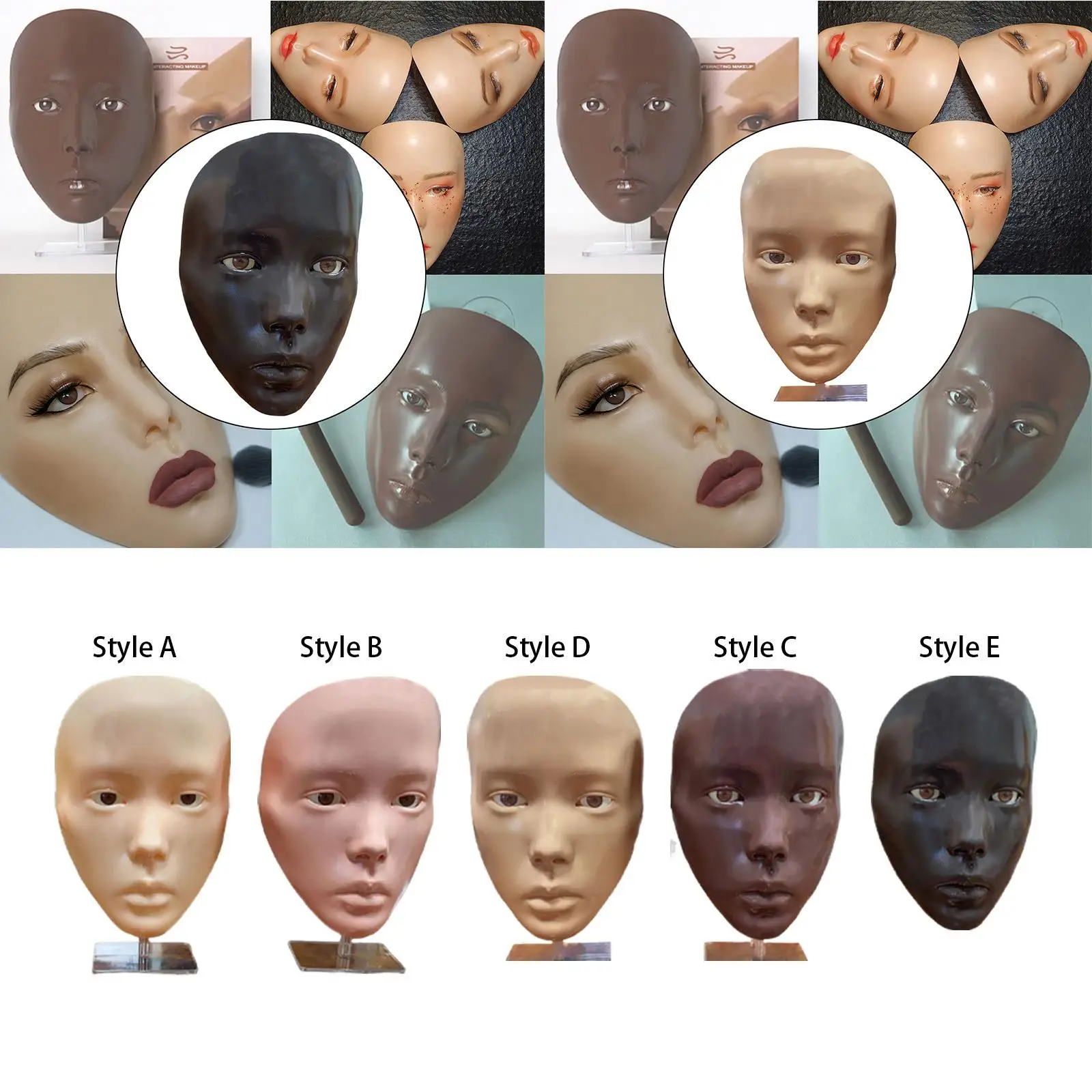 Makeup Practice Face Mannequin Head with Stand Exercise Tool Accessories