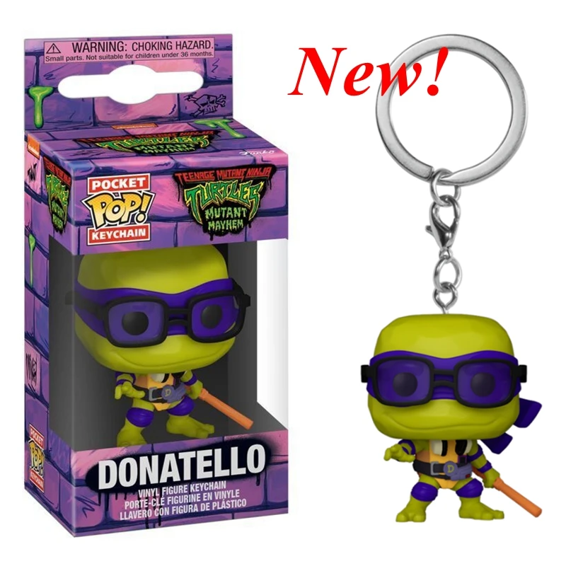 New 8 Styles Funko Pop Keychains Turtles Michelangelo Leonardo Donatello Raphael Action Figure Toys Accessories Keychain Gift