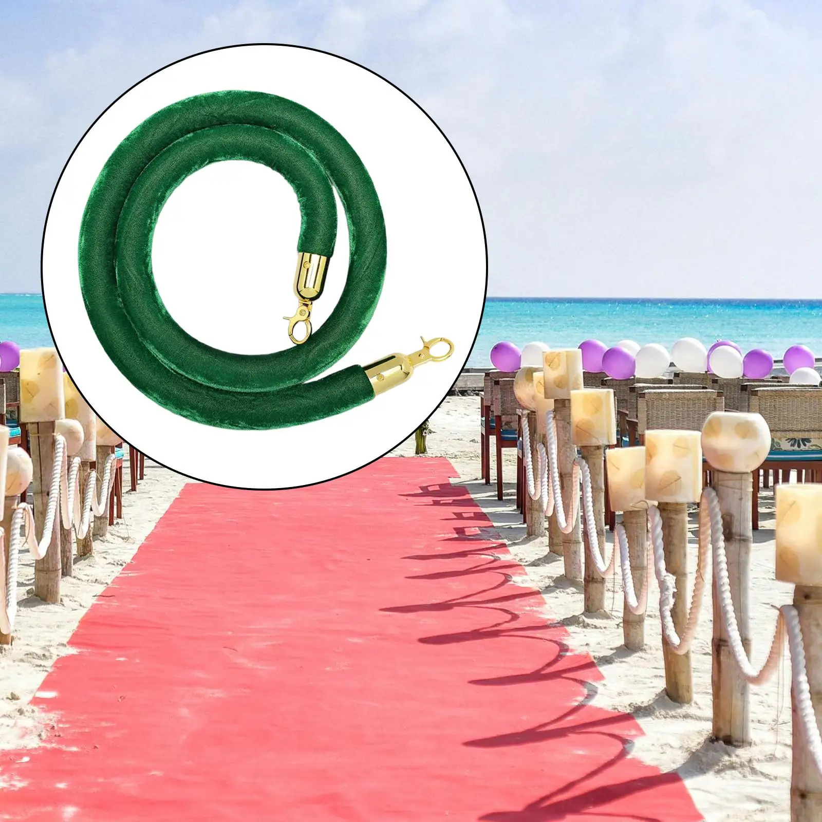 حبل حاجز للتحكم في الحشود مقاس 59 بوصة بديل متعدد الاستخدامات للمحفى المسرحية باللون الأخضر #4