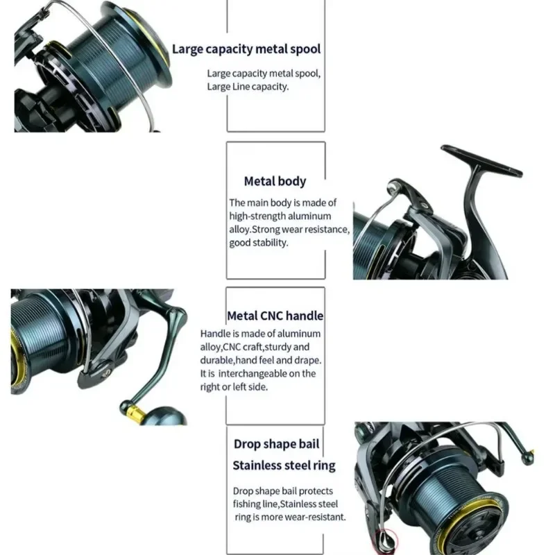 بكرة صيد معدنية عالية الجودة 10 + 1bb 30 كجم أقصى سحب 9000 10000 120000 بكرة صيد ركوب الأمواج 14000 بكرة تصيد للمياه المالحة #4