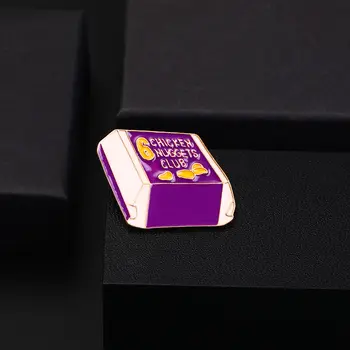 雞塊俱樂部胸針 食品盒 女孩翻領別針 白色 紫色 黃色 琺瑯徽章 男女通用珠寶 6 最佳銷售 金塊首飾 - №3