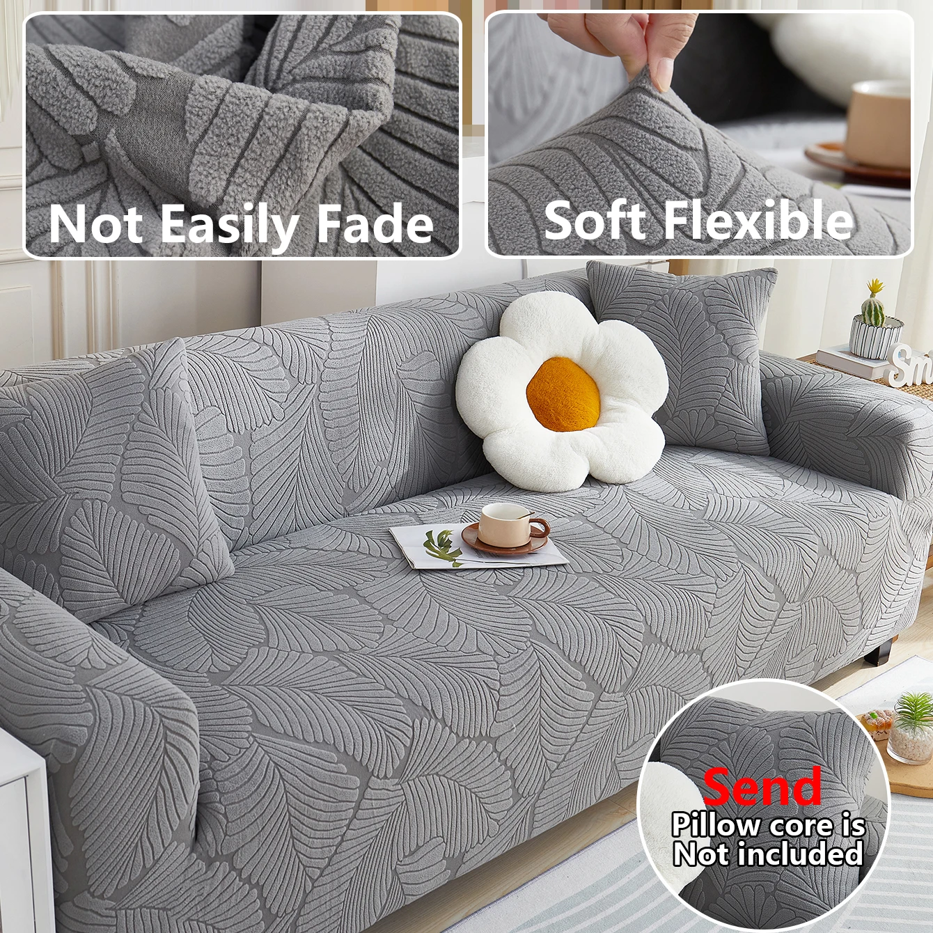 

Однотонный простой жаккардовый чехол для дивана, нескользящий всесезонный защитный чехол с защитой от царапин для всех сидений, 1 шт.