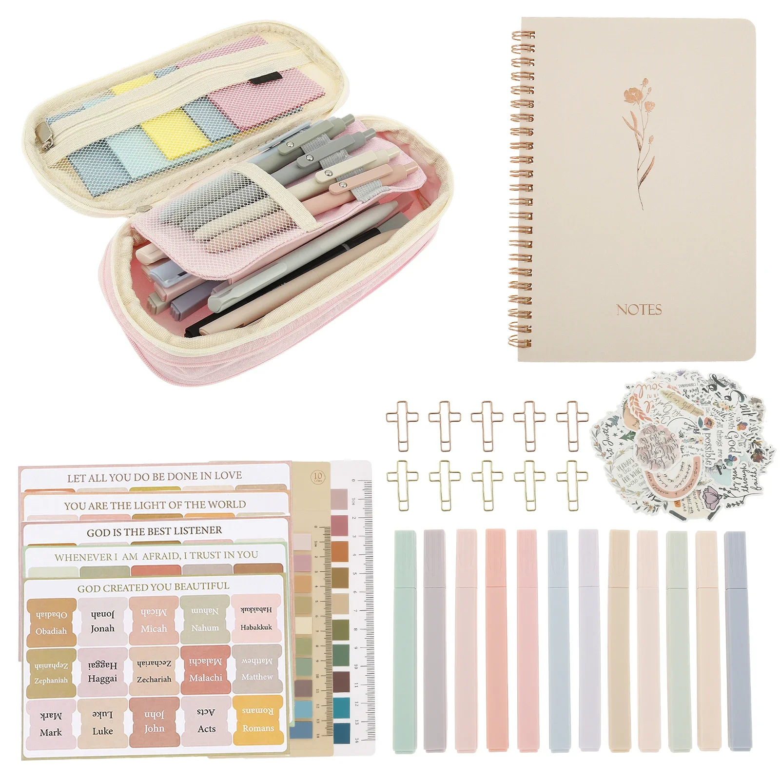 

Bible Study Supplies Categorized Index Bible Study Kit Key Labeling Sign Here Sticker with Large Capacity Pen Bag for Reading