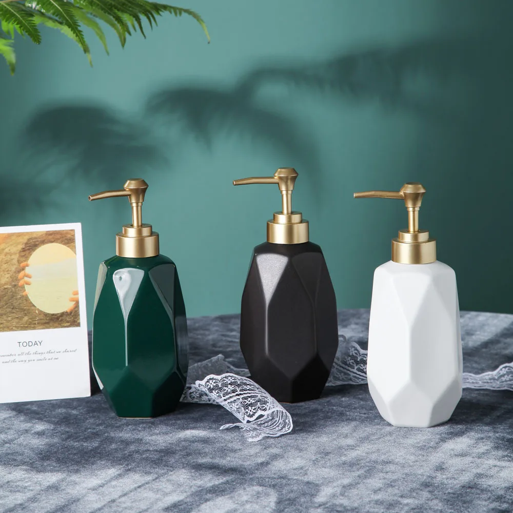 Nordic Style Ceramic Soap Dispenser Shampoo Shower Gel Bottles Liquid Portable Travel Bathroom Accessories