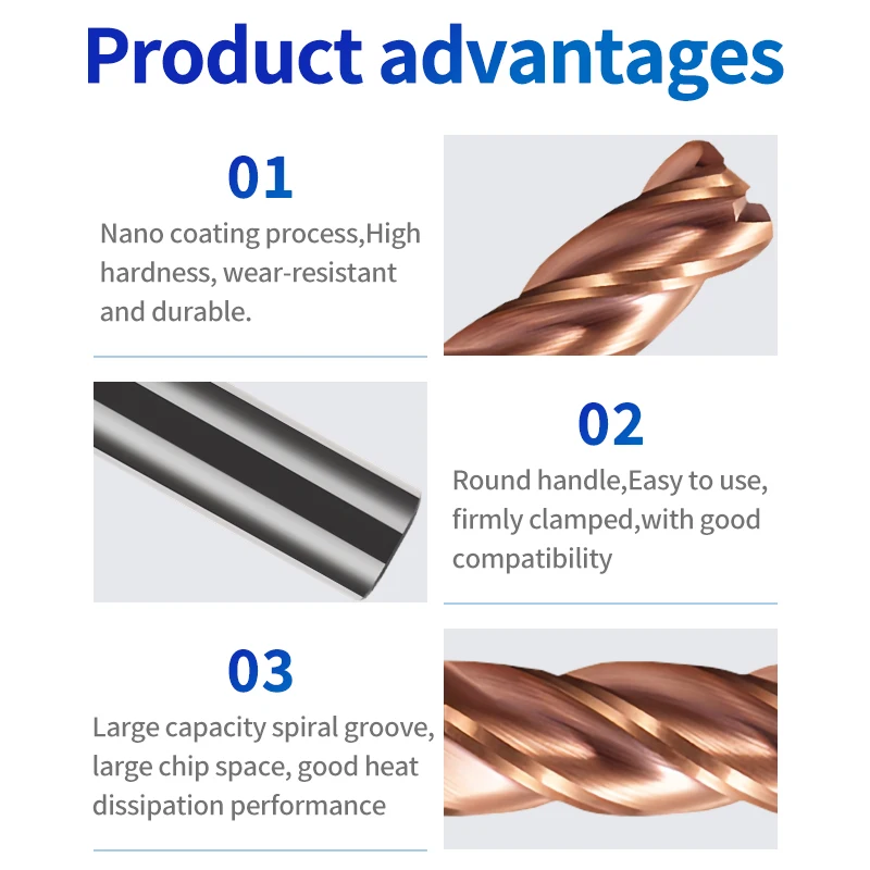 EiMoGe Moinho de topo de raio de canto CNC R Bullnose Cutter Ferramenta de roteador de metal de aço de carboneto de tungstênio 3 4 flautas Usinagem de superfície