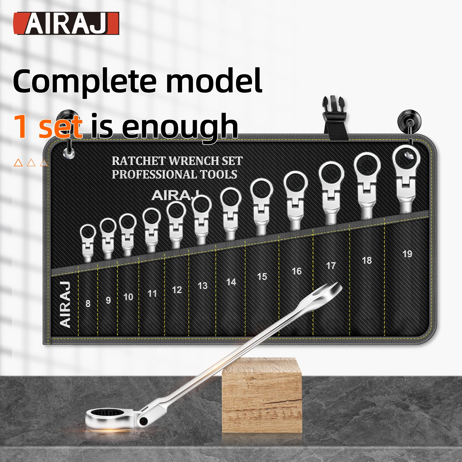 AIRAJ 8/10/12 ชิ้นประแจวงล้อหลายเครื่องมือ, 180 ° เครื่องมือช่างดีไซน์วงล้อ 72 ฟัน ตัวเลือกที่ดีที่สุดสําหรับการบํารุงรักษารถยนต์สําหรับครอบครัว