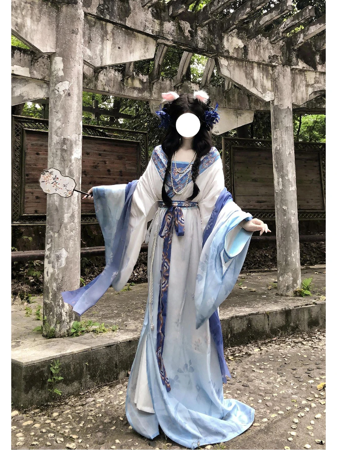 Blue Hanfu Women's Cosplay Private Setting Tailored Warring States Robe Han Style Daily Collar Reconstructed Super Fairy Anci...
