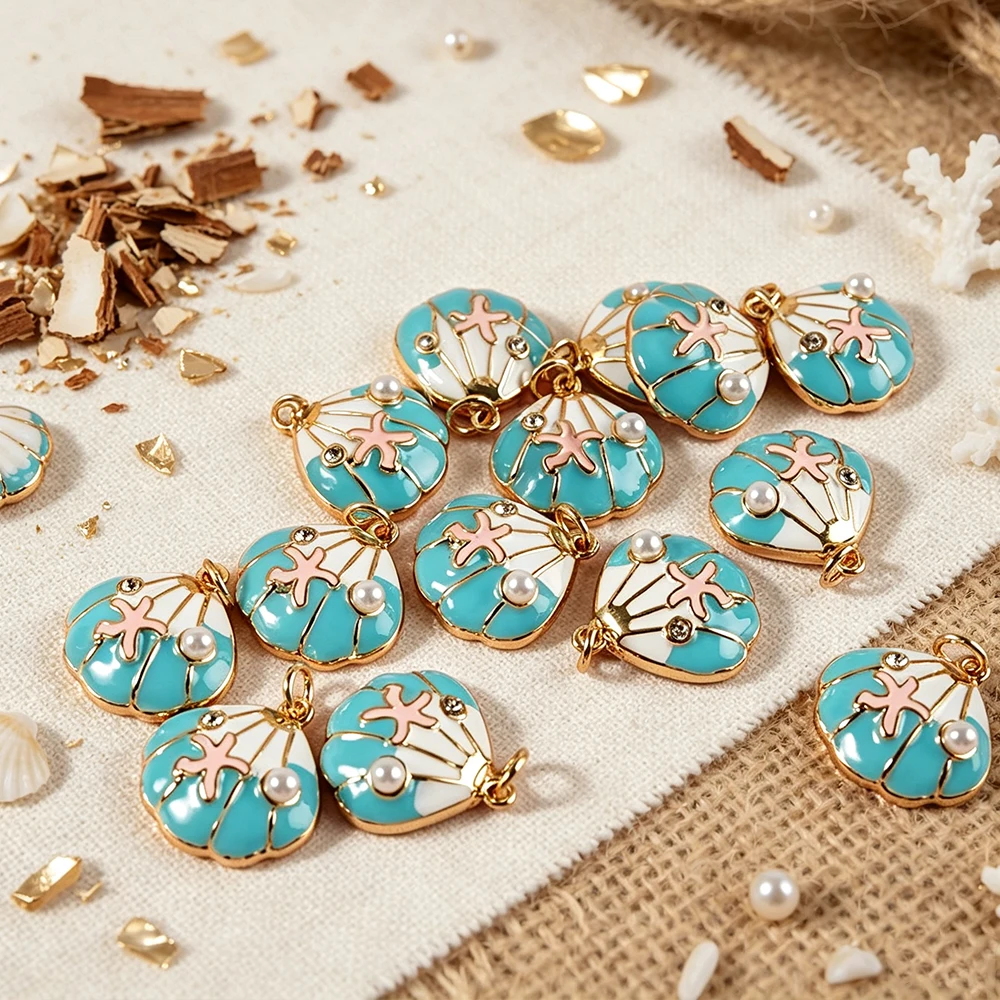 1 PCS Ocean Starfish Shape DIY Jewelry Accessories Single Sale Handmade Earring Pendant Making Component Cute Marine Enamel