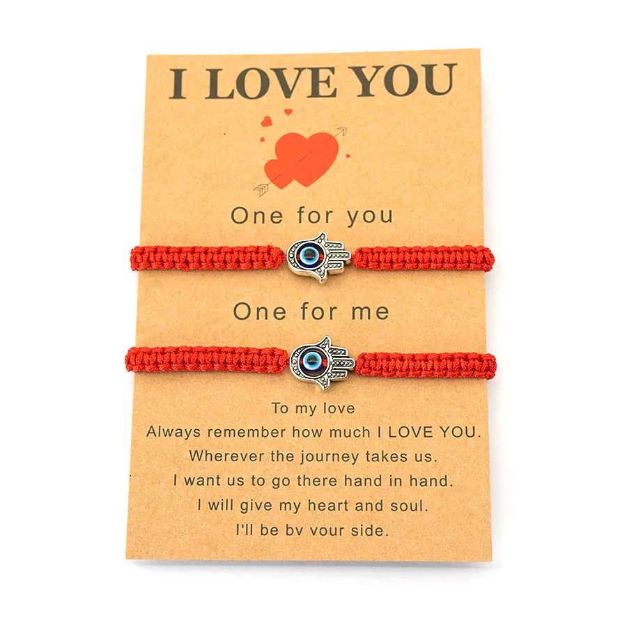 Romantic 5 Styles 2Pcs Paired Couple Bracelet Handmade Braided String Friendship Braslet Adjustable Perfect Gifts For Lovers