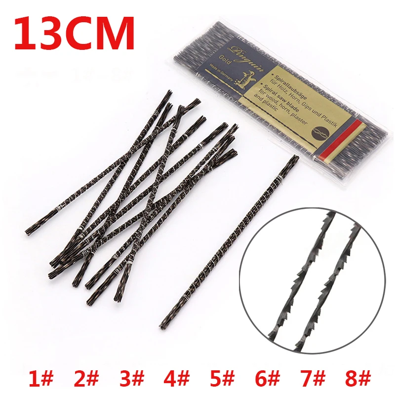 

1-144pcs #1~#8 130mm Scroll Jig Saw Blade Spiral Teeth Kind Wood Saw Blades Steel Wire Metal Cutting Hand Craft Tool For Carving